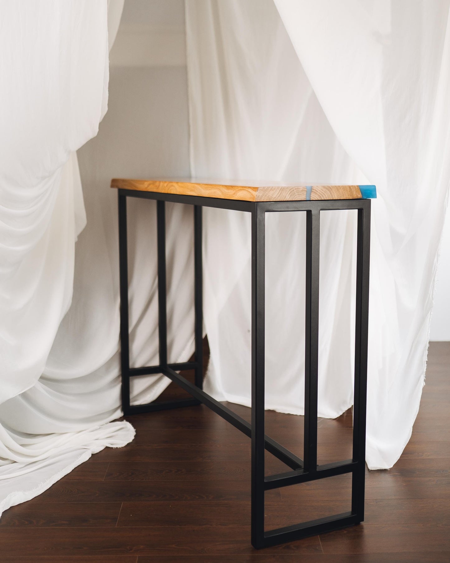 Solid Oak Bar Table – Epoxy Counter Height Table for Small Kitchen