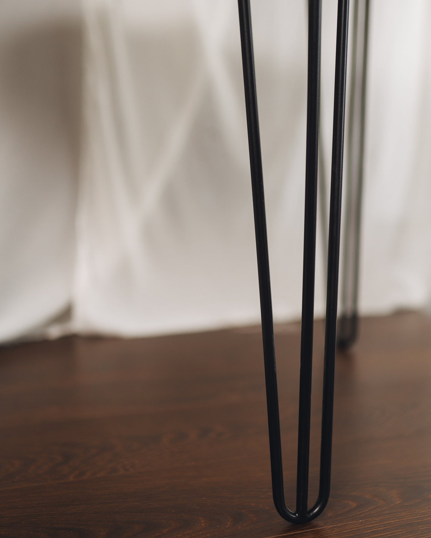 Hairpin steel legs with powder-coated finish, detail