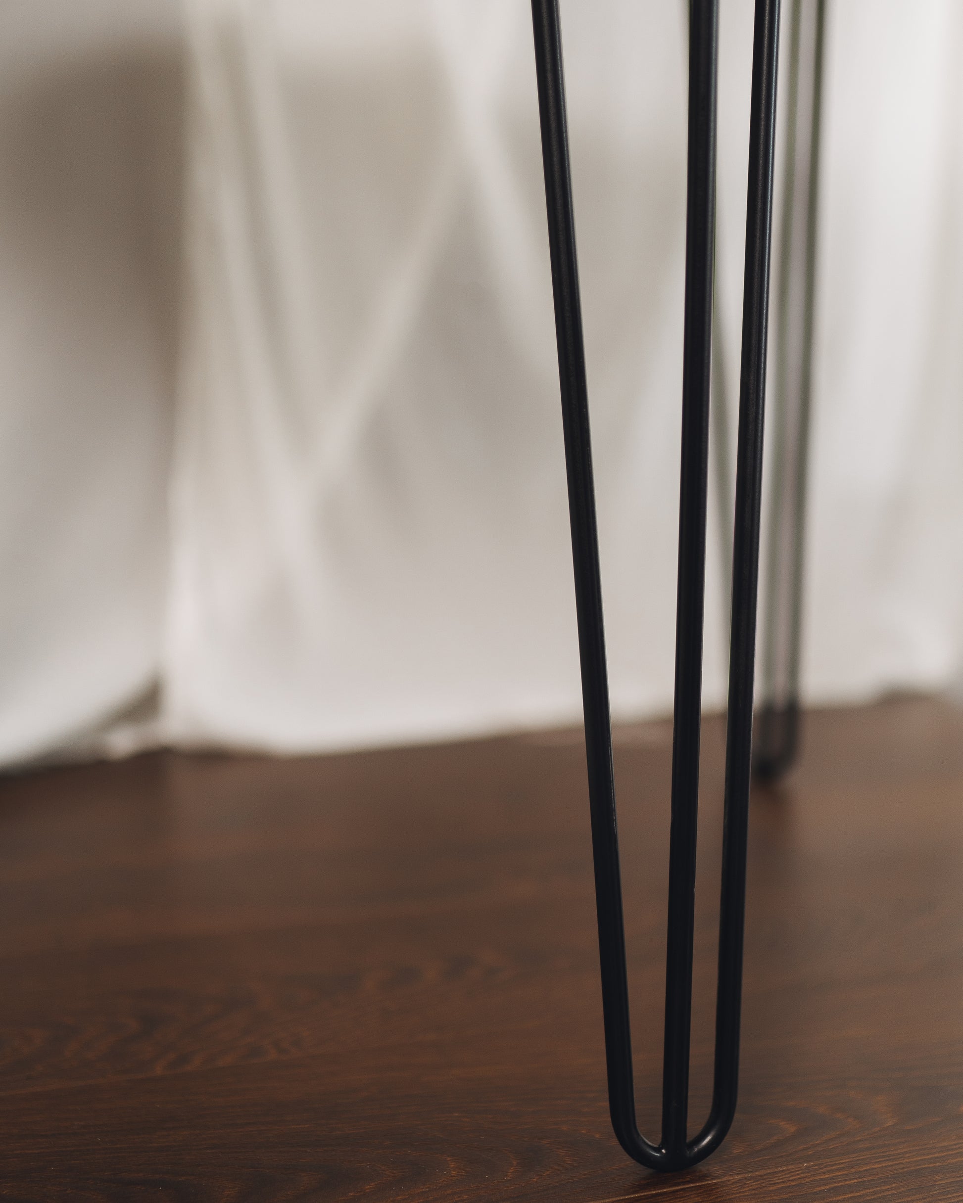 Hairpin steel legs with powder-coated finish, detail