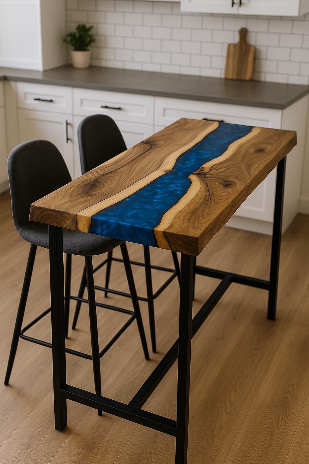 Small Kitchen Breakfast Bar – Walnut Counter Height Table for Apartment or Narrow Dining Space