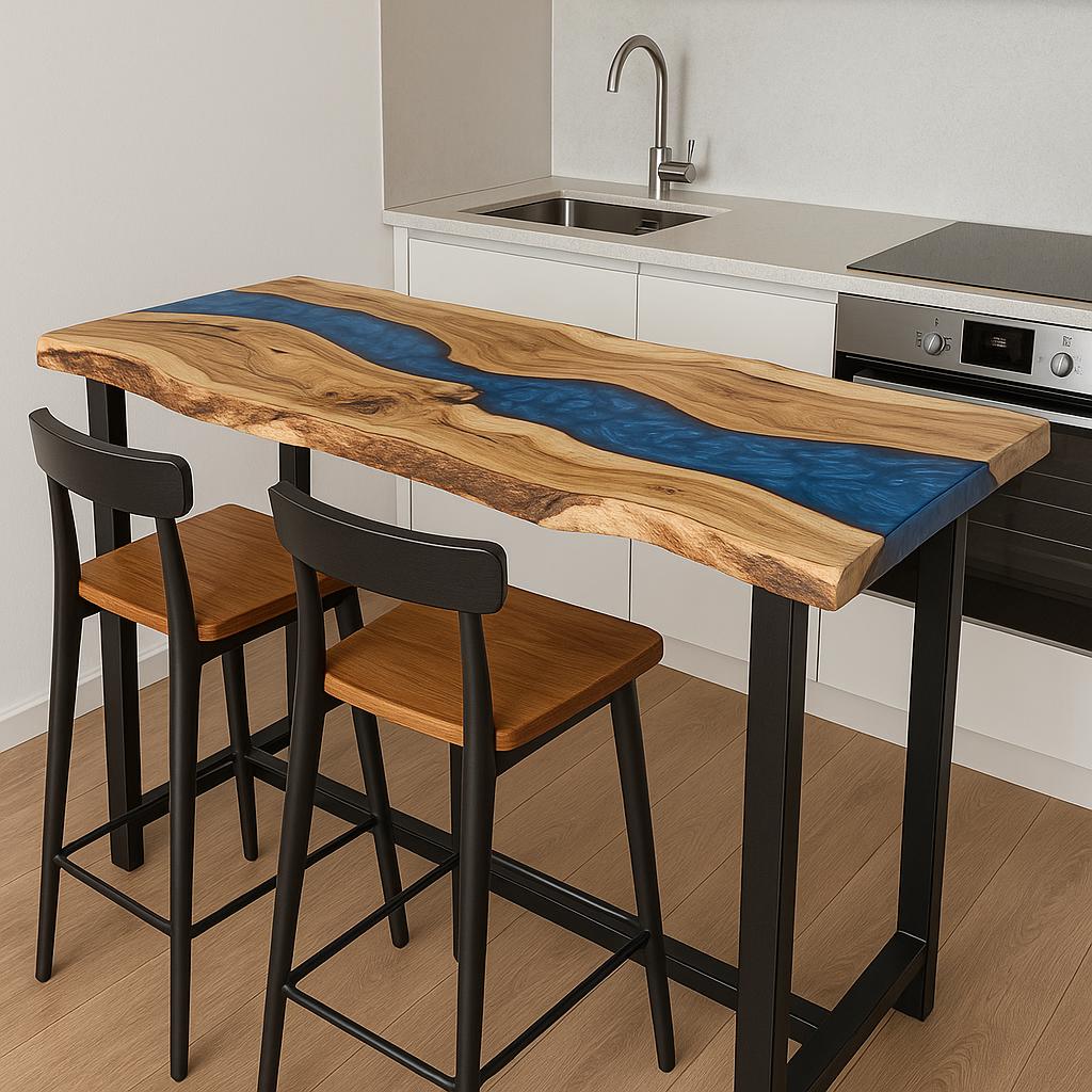 Small Kitchen Breakfast Bar – Walnut Counter Height Table for Apartment or Narrow Dining Space