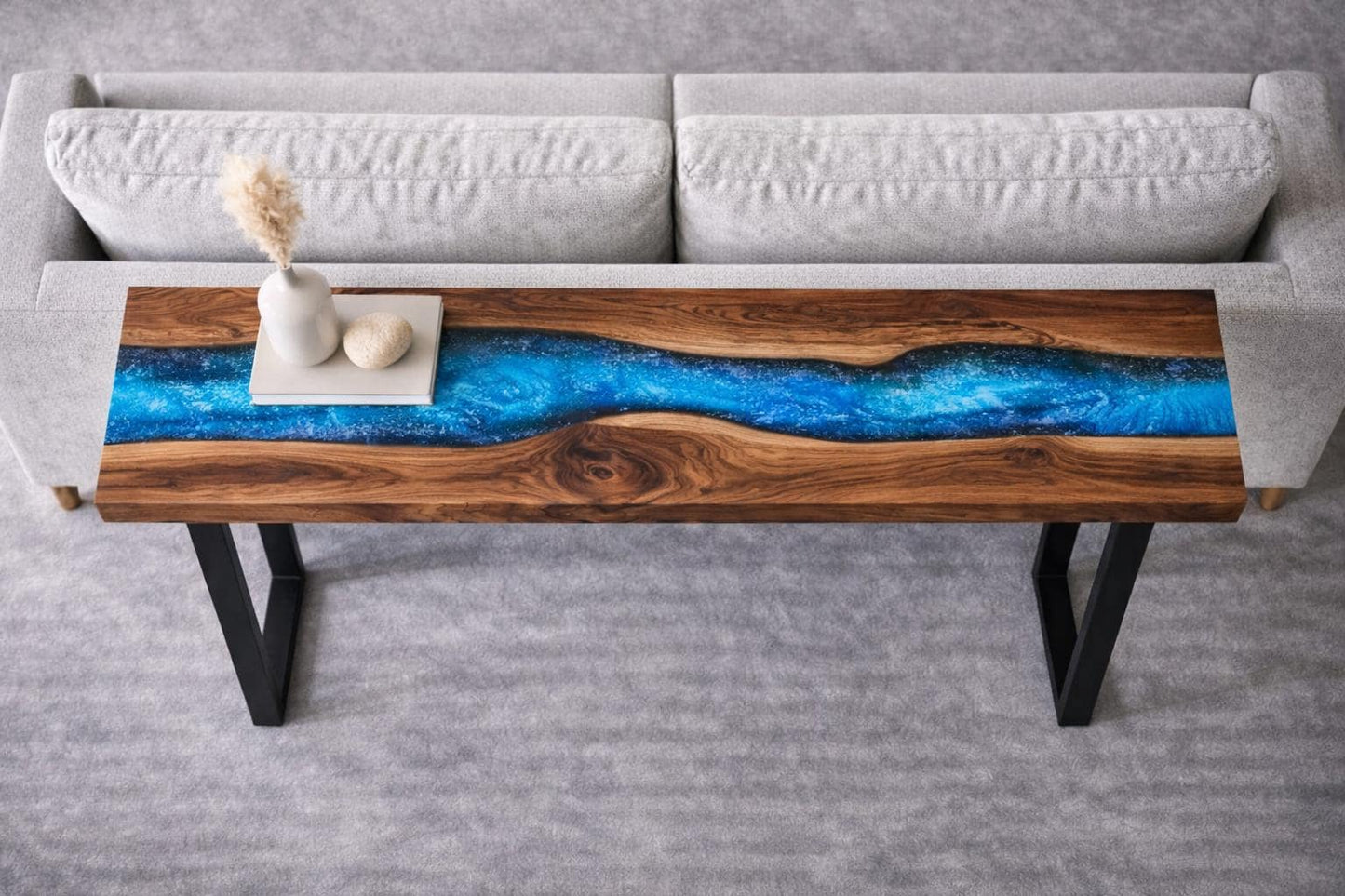Behind Couch Sofa Table – Narrow Entryway Console, Custom Size, Metal Legs