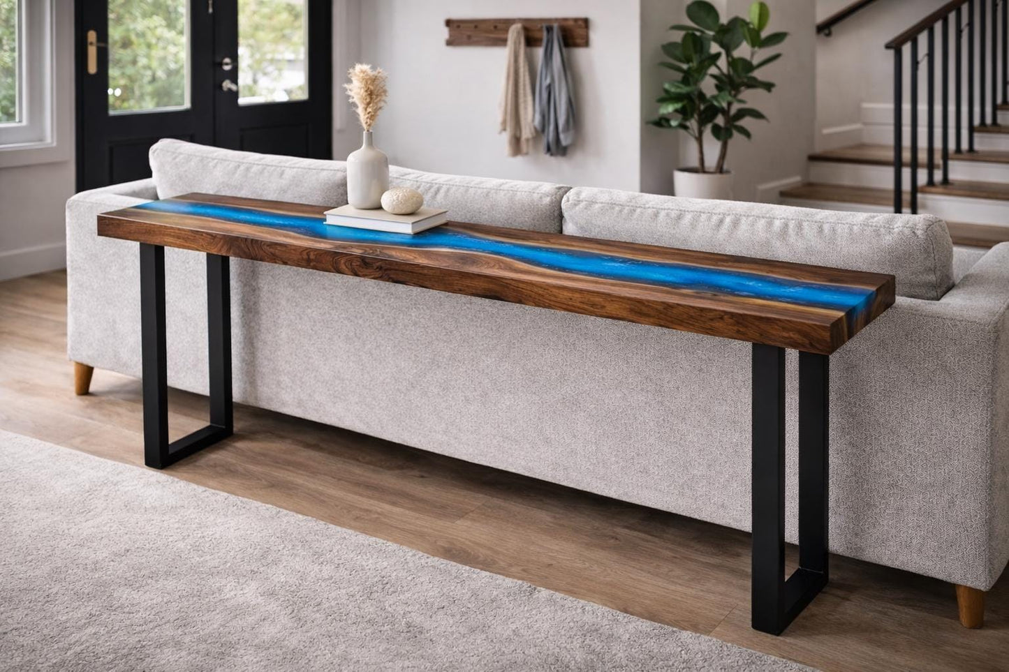 Behind Couch Sofa Table – Narrow Entryway Console, Custom Size, Metal Legs