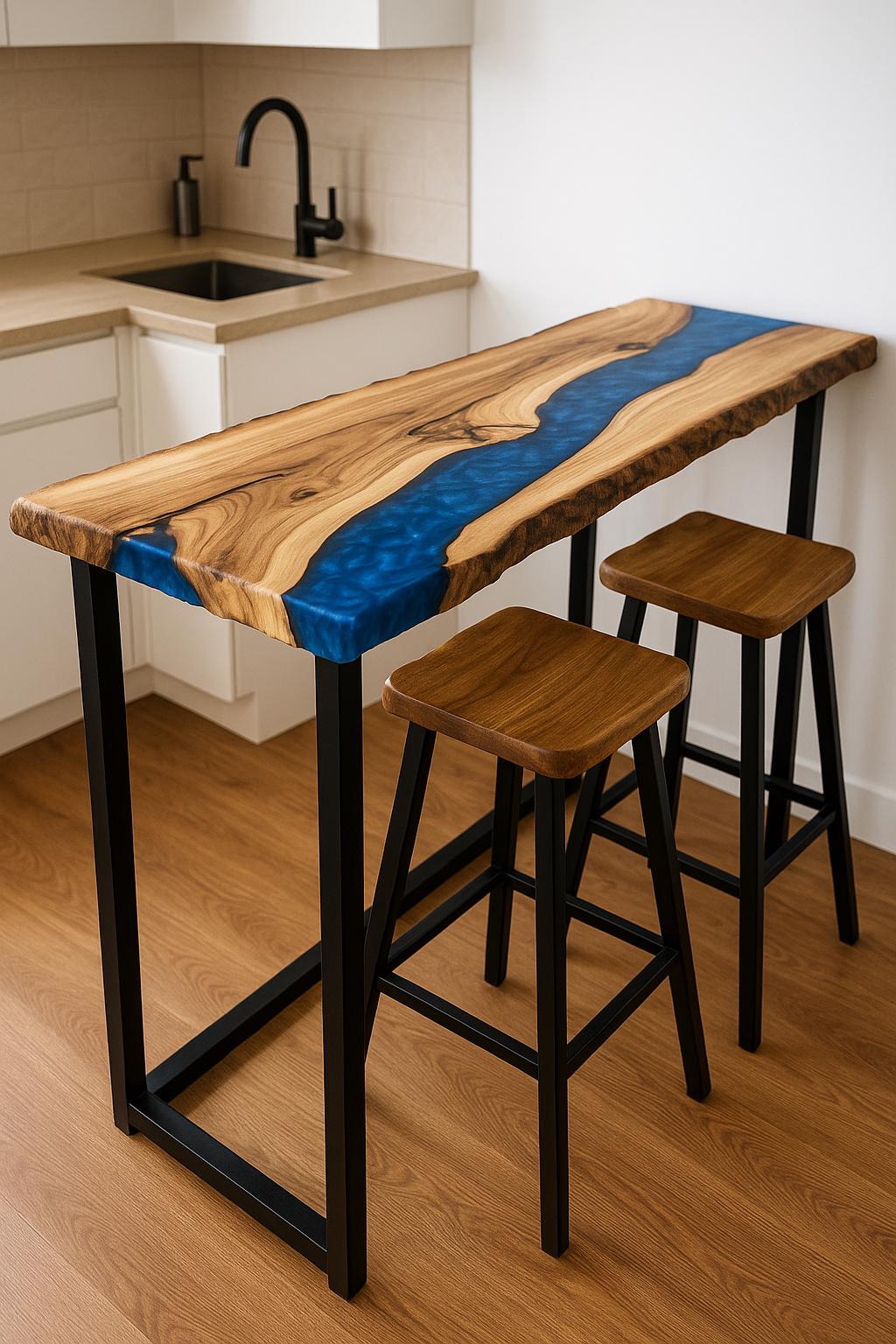 Small Kitchen Breakfast Bar – Walnut Counter Height Table for Apartment or Narrow Dining Space