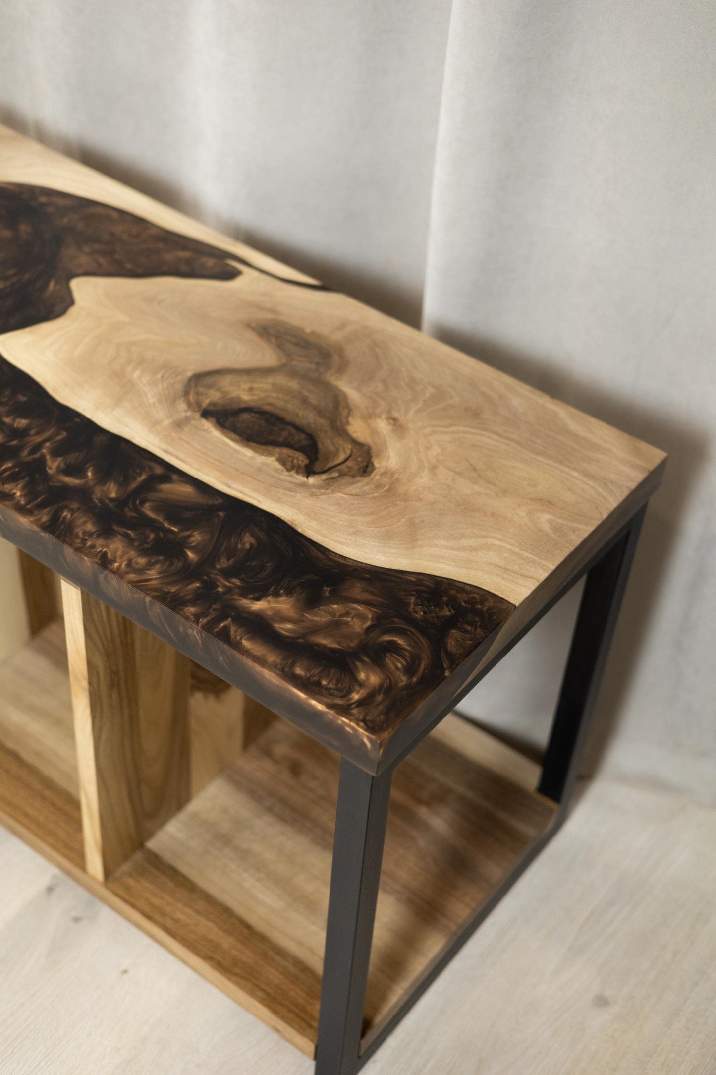 Walnut Epoxy Vinyl Storage Cabinet – Mid Century Record Media Console