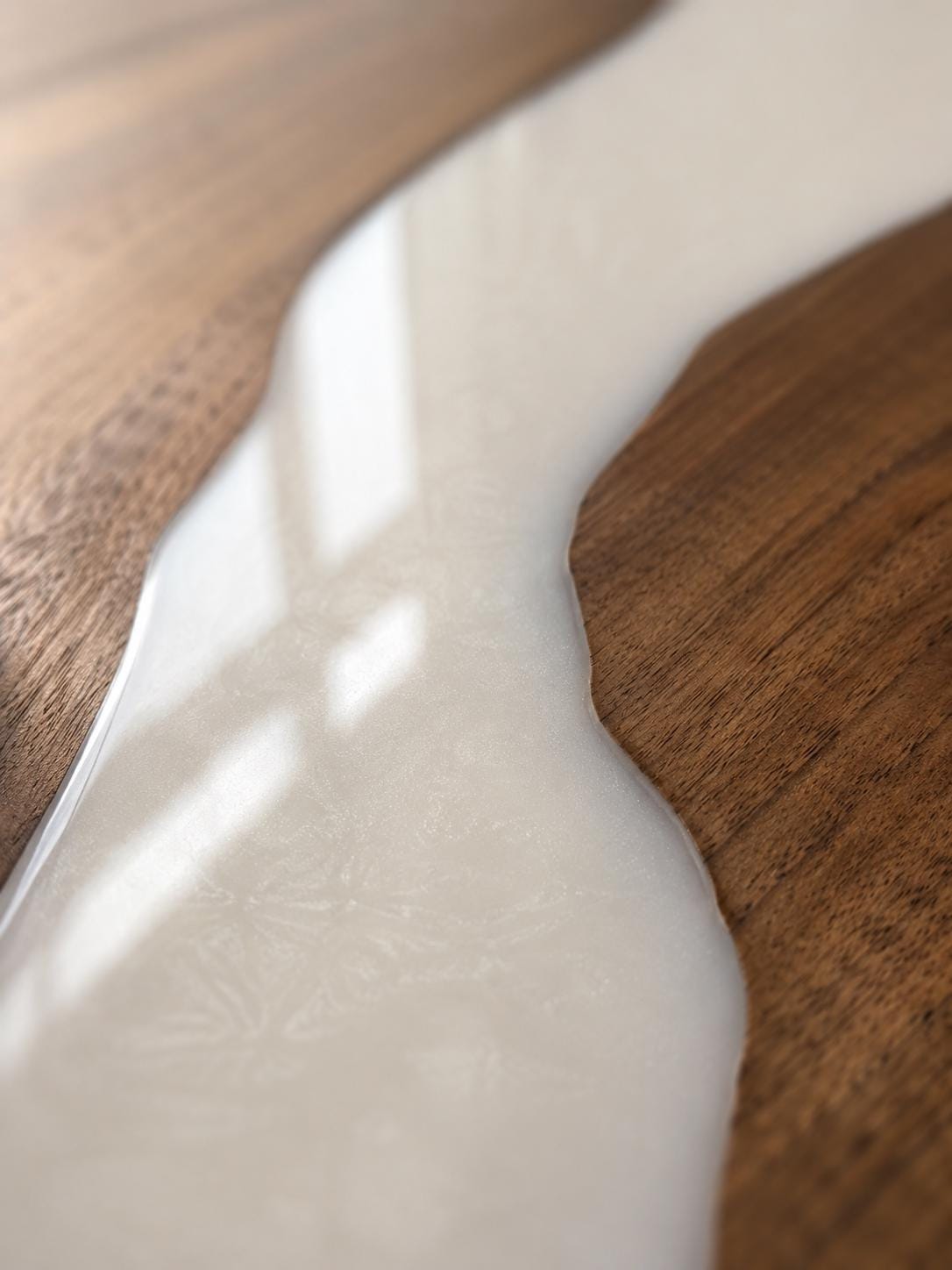 White Epoxy Narrow Dining Table – Walnut Counter Height Breakfast Bar, Small Kitchen Table