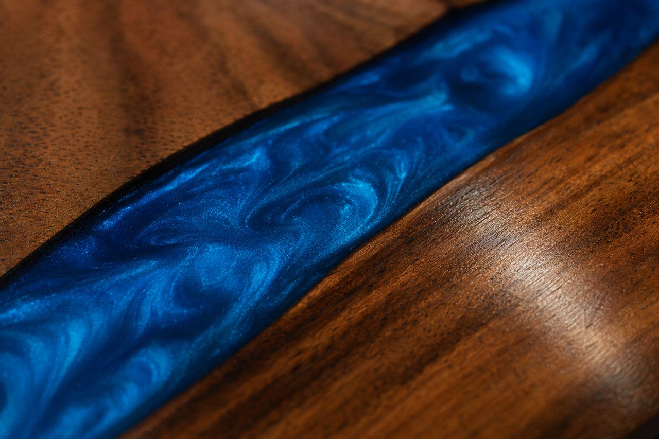 Half Moon Entryway Table – Curved Walnut Console, Slim Epoxy Wall Table for Small Hallway