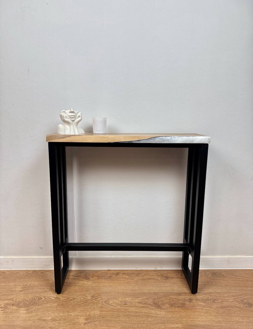 Console Table with White Epoxy Resin | Stylish Wooden Décor ( 24×8 in | 61×21 cm)