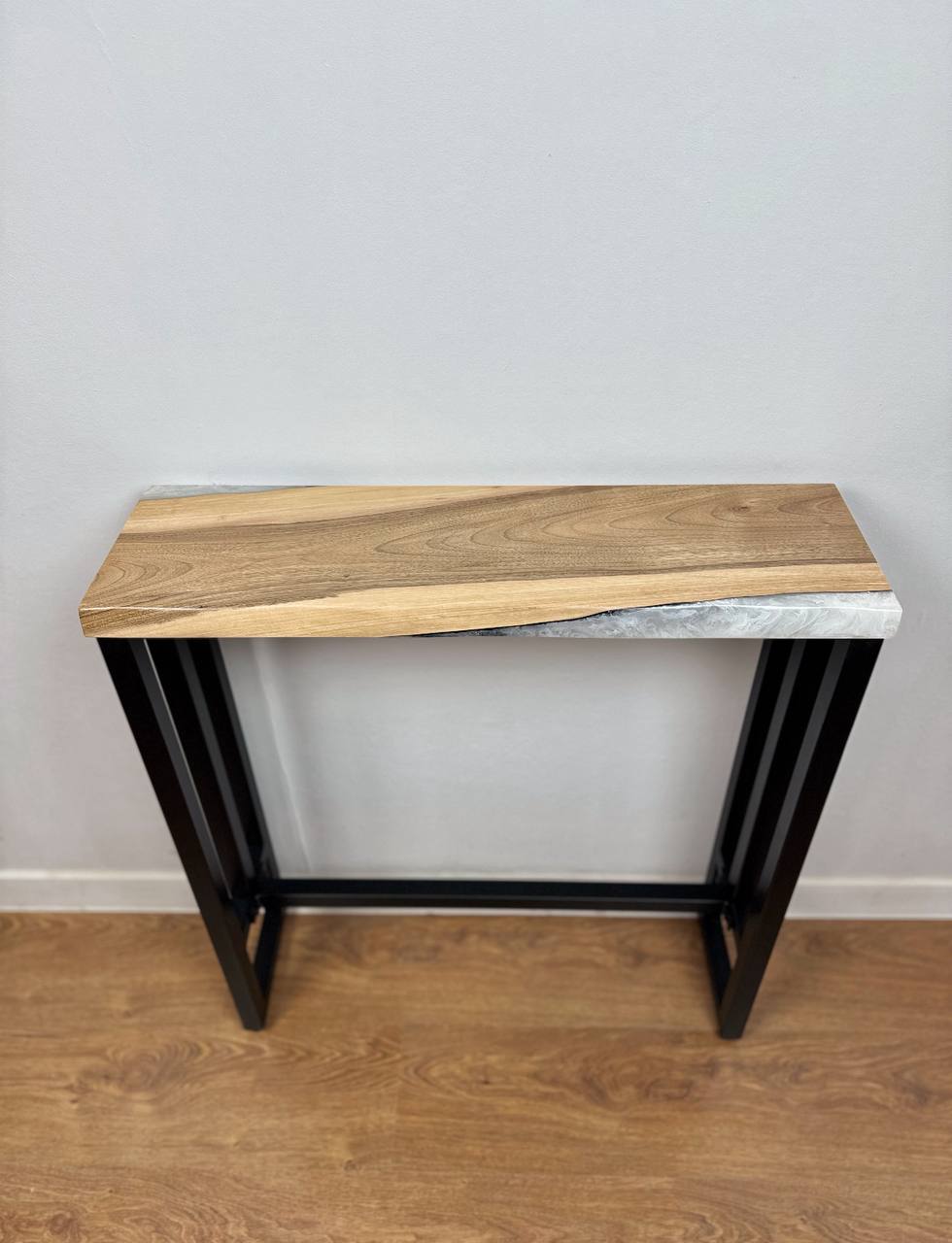 Console Table with White Epoxy Resin | Stylish Wooden Décor ( 24×8 in | 61×21 cm)