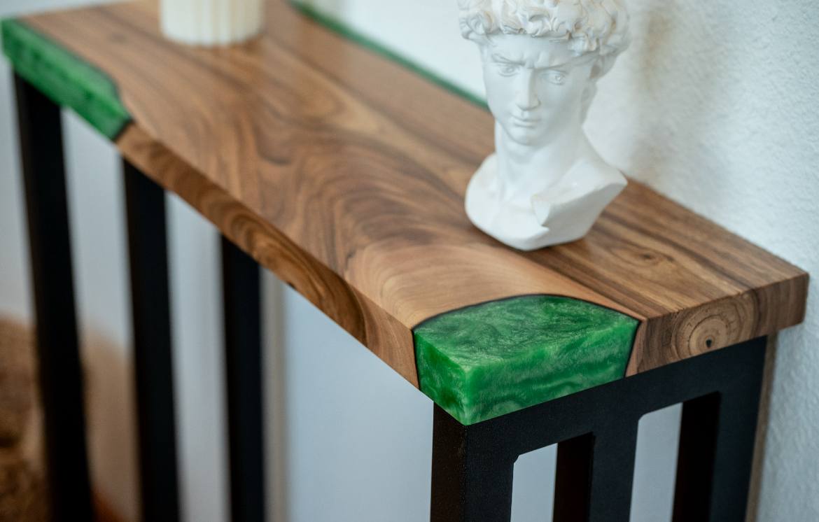 Console Table – Walnut Entryway Table with Straight Edge – Handmade Narrow Modern Hallway Furniture – Custom Wood Table