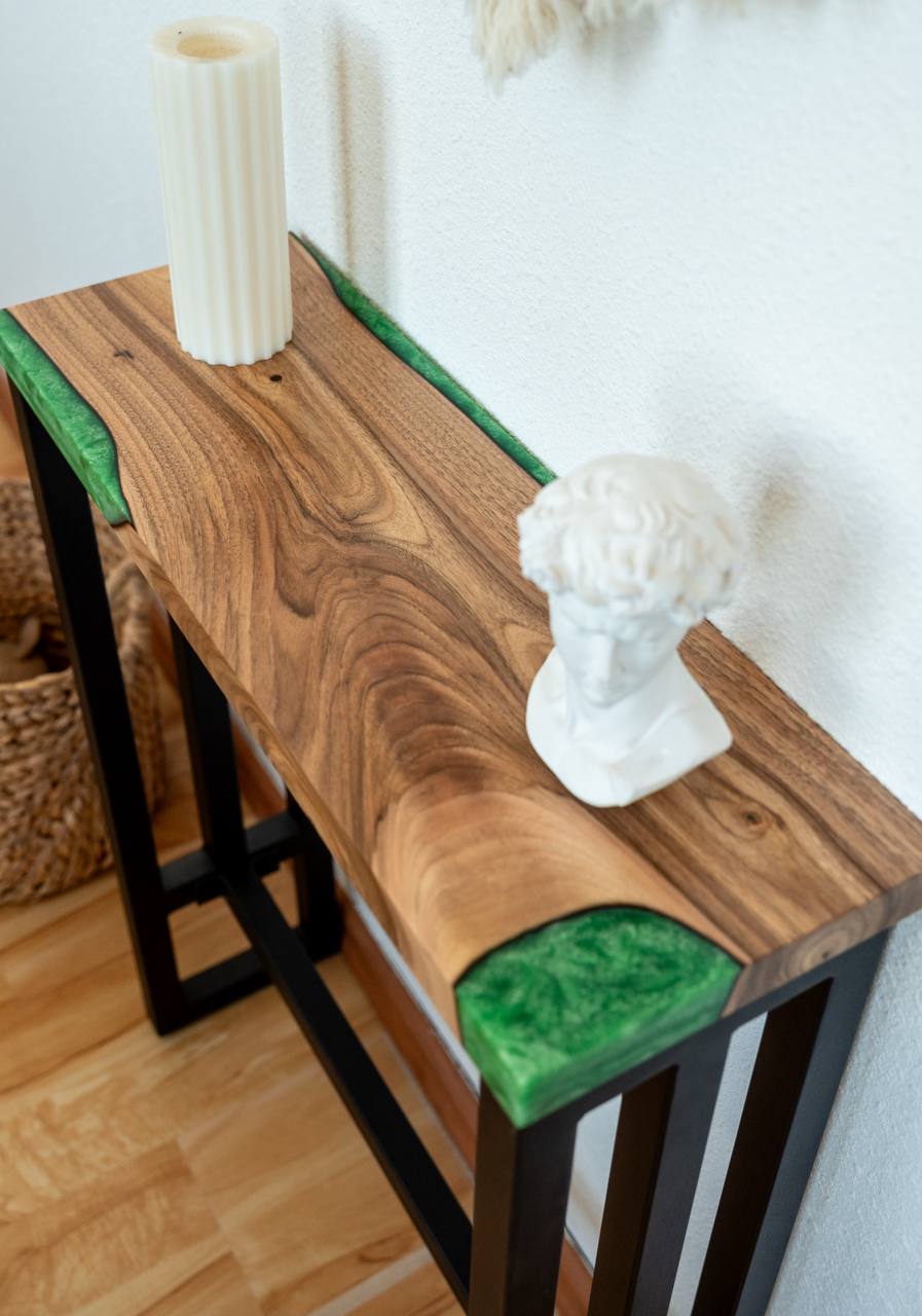 Console Table – Walnut Entryway Table with Straight Edge – Handmade Narrow Modern Hallway Furniture – Custom Wood Table